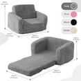 thumbnail image 6 of Kids Sofa,Foldable 2 in 1 Kids Couch,Toddler Chair Baby Convertible Sofa for Boys and Girls ,Gray, 6 of 7