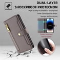 thumbnail image 6 of Zipper Wallet Case for iPhone 15 Pro, Crossbody Lanyard Shoulder Strap & Wrist Hand Strap Handbag Cover, Premium Leather 6 Card Slots Holder Kickstand Magnetic Flip Case, Gray, 6 of 8