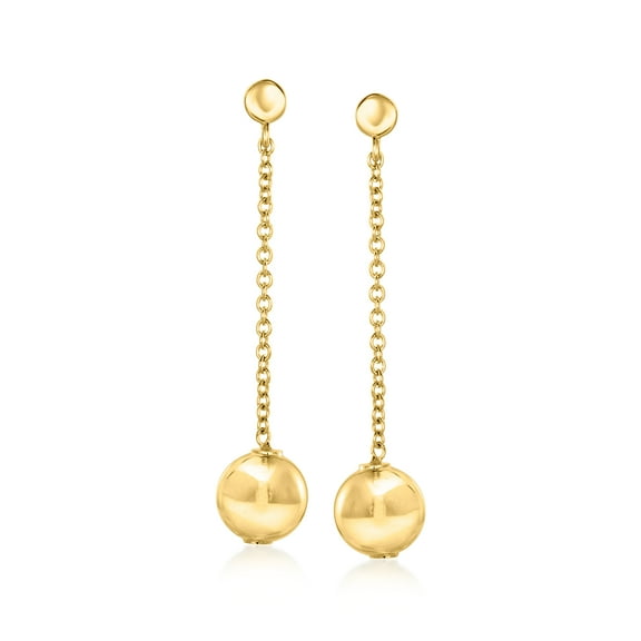 Ross-Simons Italian 18kt Gold Over Sterling Bead Drop Earrings, Women's, Adult