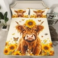thumbnail image 2 of Manfei Highland Cattle Twin Sheet Sets, Vibrant Orange Sunflower Twin Fitted Sheet, Rustic Farmhouse Animal Flat Sheet, Microfiber Bedroom Decor, 3 Pieces, 2 of 7