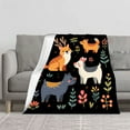 thumbnail image 2 of Whimsical Forest Animals Flannel Blanket - Cozy Soft Blanket with Fox Bear Rabbit & Dog Design for Sofa Travel & Bed, 2 of 7