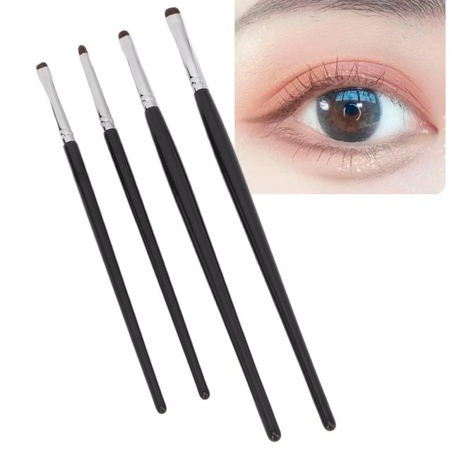 4pcs Eye Brush Set Pro Eye Shadow Contour Kit with Soft Synthetic Hairs & Wood Handle for Eyeshadow Eyebrow Makeup Cream Powder Highlighter Brush