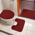 thumbnail image 4 of Black Red Plaid Bath Mat 3 Piece Bathroom Rug Set, Vintage Rustic Buffalo Checked Gingham Non Slip Bath Rug Contour Mat and Toilet Lid Cover, Absorbent Shower Mats Soft Bath Rugs and Mats Sets, 4 of 8