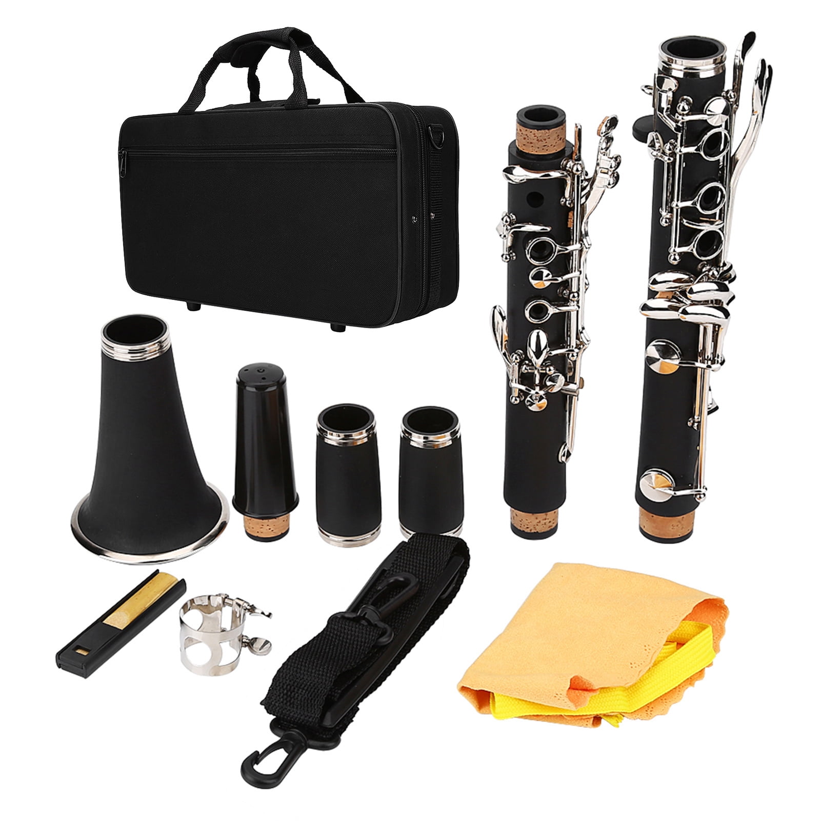 Clarinet 17 Key Descending B Tone Bakelite Clarinet With Reeds Cleaning Cloth Woodwind Instruments
