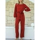 thumbnail image 5 of Mono Happy Sailed para mujer, casual, holgado, rojo con cinturón, talla grande, 5 of 7