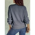 thumbnail image 3 of Eytino Pullover Sweaters for Women Crochet Hollow Out Sweater V Neck Long Sleeve Knit Pullover Jumper Tops Lightweight Oversized Sweaters Blue 2XL, 3 of 9