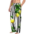thumbnail image 2 of Uemuo Lemons on Striped Pattern Men's Wide Leg Palazzo Lounge Pants with Pockets Light Weight Loose Comfy Casual Pajama Pants-Medium, 2 of 9