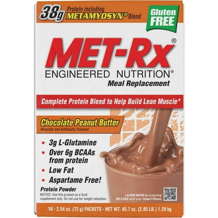 Met-Rx 468181 Engineered Nutrition Meal Replacement Chocolate Peanut Butter 18 Packets