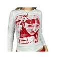 thumbnail image 2 of Diconna T-Shirt Blouse à Manches Longues Col Rond Imprimé Visage Humain Féminin, 2 of 8