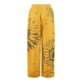 thumbnail image 6 of Petite High Waisted Wide Leg Palazzo Pants, Summer Casual Boho Beach Style, Polyester Spandex, Yellow 2XL, Size S-3XL, 6 of 7
