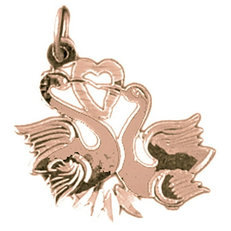 14K Rose Gold Swan Pendant - 19 mm
