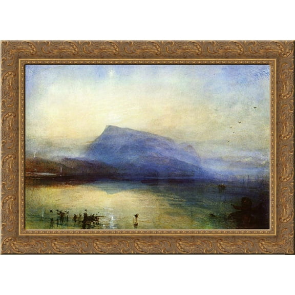 The Blue Rigi: Lake of Lucerne ' Sunrise 24x19 Gold Ornate Wood Framed Canvas Art by Turner, Joseph Mallord William