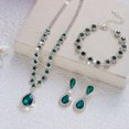 thumbnail image 5 of PISONIC Women Silver-Tone Green Crystal Jewelry Set, Teardrop Necklace Drop Earrings Bracelet 3 Pcs Set, Crystal Bridal Wedding Party Prom Statement Jewelry Gift, 5 of 6