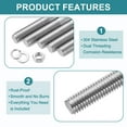 thumbnail image 4 of Uxcell 5pcs Double Ended Stud Screws, M8x75mm 304 Stainless Steel Dual Threaded Rod Bolts with Nuts and Flat & Lock Washers Double End Threaded Stud Screw Bolt for House Maintenance, 4 of 6