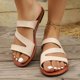 thumbnail image 2 of Zapatos Negros de las Mujeres Versátiles de Moda Casual Color Sólido Pie Redondo Más Tamaño Primavera/Verano Estilo Moderno Cómodo Pie Abierto Sandalias Planas, 2 of 9