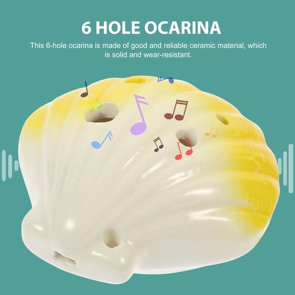 GOOHOCHY Portable Ceramic Ocarina Toy with Shell Shape and 6 Holes for Beginner Instrument