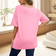 thumbnail image 5 of Camiseta Holgada de Algodón de Color Liso con Cuello Redondo y Aberturas Laterales, Rosa , Talla M, 5 of 6
