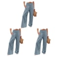 thumbnail image 4 of Sonducket Pantalones de verano para mujer Color sólido Suelto Casual Pierna ancha Cintura alta Moda Business Lounge Streetwear Sea Blue XXL Type1 NO1, 4 of 6
