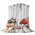 thumbnail image 6 of Red Mushrooms Blanket Soft Cozy Warm Throw Blanket for Couch, Plush Fuzzy Flannel Fleece Blankets for Sofa, Eucalyptus Leaves Summer Botanical Watercolor Bed Blankets Gifts for Men, 30"x40", 6 of 9