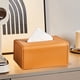 thumbnail image 1 of Caja de Tejidos de Plástico con Textura de Cuero para Mesa de Centro de Sala de Estar, Accesorio Decorativo para el Hogar, Diseño de Fácil Extracción, Blanco/Naranja/Gris, 19x13x9.6cm, 1 of 6