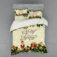 thumbnail image 2 of Christmas Duvet Cover Set, Noel Season Ornaments with Birch Branch Ribbons Bells Candy Canes Art Image, Bedding Set with Shams and Fitted Sheet, 3 Sizes, by Ambesonne, 2 of 3