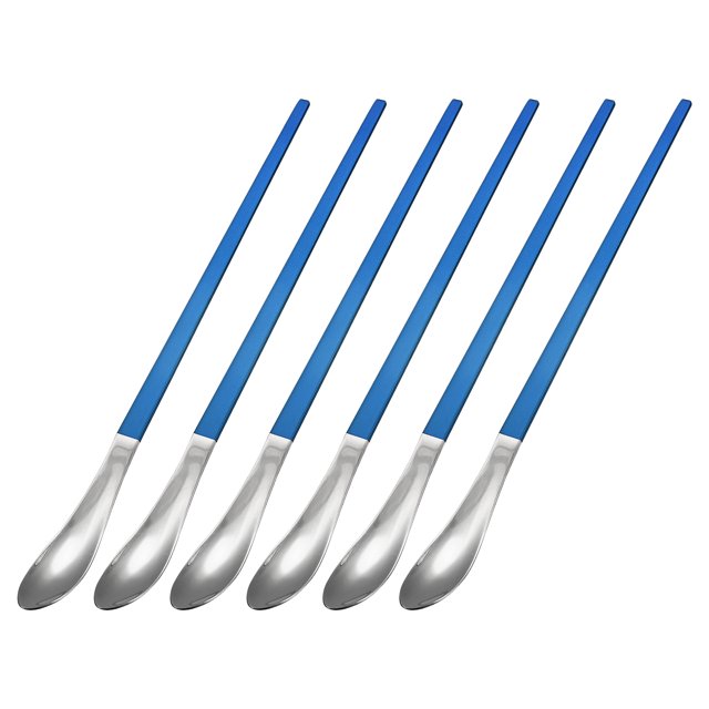 Juego de 6 Largo Mango Cucharas, 10 Pulgadas Inoxidable Acero Helado Cuchara Cóctel Revolver Cucharas Café Cucharas para Mezclar, Bebidas, Café (Plata Azul)
