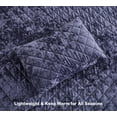 thumbnail image 5 of Chezmoi Collection Lux Purple Velvet Quilt Queen Set, 3-Piece Lush Plush Distressed Velvet Bedding All Season Lightweight Bedspread Brushed Microfiber Reverse with Diamond Stitch Quilting, 5 of 9