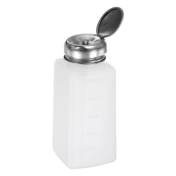 Uxcell Solvent Alcohol Dispenser 250ml(8.5oz) Push Down Liquid Dispenser Pump Bottle Stainless Steel Lid, White