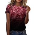 thumbnail image 1 of TSADFHJI Chandails pour Femmes en Coton Mode Décontractée pour Femmes Dégradé à Paillettes Imprimé Col Rond T-Shirt Ample, 1 of 5