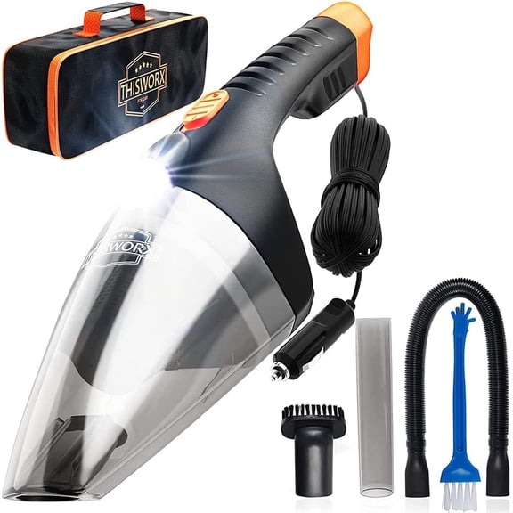 ThisWorx Portable Car Vacuum Cleaner - 110W 12v - 16 Foot Cable - Black