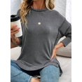 thumbnail image 4 of Womens Long Sleeve Tops Ribbed Loose Fit Oversized Sweatshirts with Side Slit High Low Hem Fall Outfits Black L, 4 of 5
