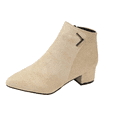 thumbnail image 2 of Willtoo Women Suede Ankle Booties Block Chunky Low Heel Short Boots Fashion Pointed Toe Side Zipper Metal Decoration Vintage Booties Autumn Winter, 2 of 5