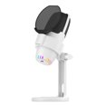thumbnail image 1 of yeacher M9 Microphone USB RVB - Blanc, à Réduction de Bruit, Prêt à l'Emploi, Tactile et Silencieux, pour PC, Mobile, Jeux, Diffusion en Continu, Appels Vidéo, avec Filtre Anti-Pop et Support, 1 of 6