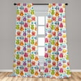 thumbnail image 5 of Ambesonne Alien Curtains, Mutant Monster Lizards, Pair of 28"x84", Multicolor, 5 of 5