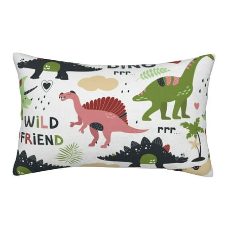 Adobk Cute Dinosaurs Print Pillowcases Cotton Queen Pillow Cases 20 x30   Soft and Breathable