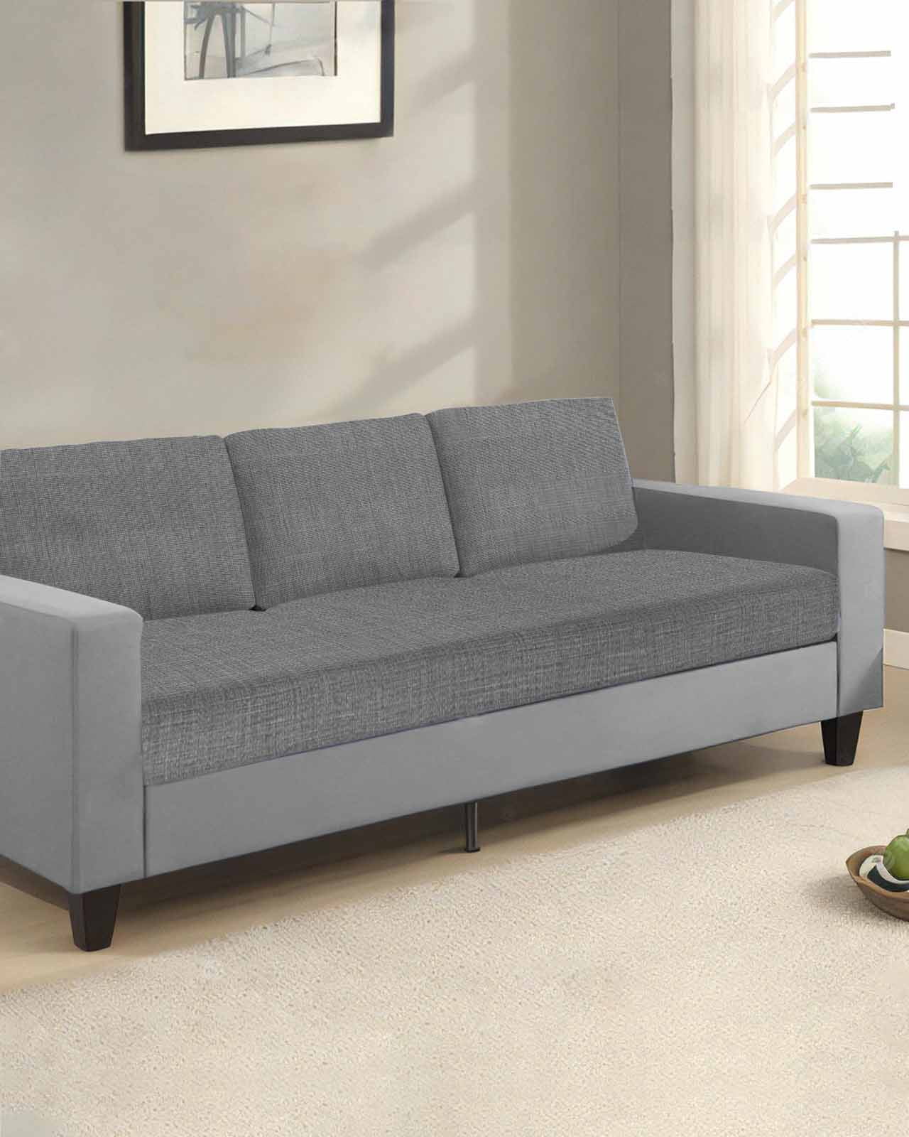 Vintage Dark Gray Couch Cushion Covers,Stretch Seat Cushion Covers for Sectional Sofa,Farmhouse Retro Solid Color Linen Texture Individual Sofa&nbsp;Slipcovers Furniture Protector with Elastic 1Pcs,S