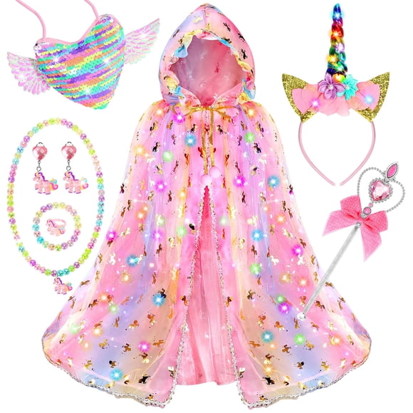 Set de disfraz de princesa Fedio Unicorn Light Up con juguetes 3-8Y