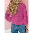 thumbnail image 3 of Cropped Cardigan Sweaters for Women Long Sleeve Crochet Knit Shrug Open Front V-Neck Button up Tops, 3 of 8