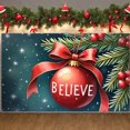thumbnail image 4 of Red Theme Christmas Banner Snowflake Pattern Holiday Banner Gold Bow Pine Branch Xmas Banner for Christmas Party Home Decoration Holiday Gathering, 4 of 9