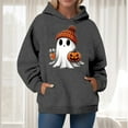 thumbnail image 2 of CAUYDY Cute Ghost Graphic Hoodies for Women Halloween Funny Spooky Hooded Sweatshirt Vintage Pullover Casual Tops(Dark Gray,S), 2 of 6
