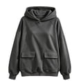 thumbnail image 3 of GobdXE Solid Girls Raglan Long Sleeve Hoodie Pullover Kids Dual Patch Pocket Hooded Sweatshirt Loose Casual Daily Fashion Top, 3 of 4