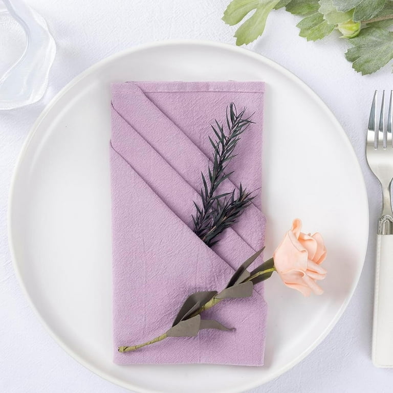 Holzlrgus Cotton Linen Napkins Bulk 17x17 Stonewashed Cloth Dinner Napkins  Rustic Thick Table Napkins for Family Events Christmas Parties Wedding  Decoration (Set of 4, Lavender) 