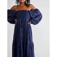 thumbnail image 3 of Faithtur Robe Longue Décontractée d'Été pour Femmes Robe Brodée de Fleurs 3D Col Carré Manches Bouffantes Mode Dos Nu Robe Trapèze, 3 of 9
