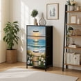 thumbnail image 7 of Beach Dresser for Bedroom with 4 Storage Drawers Beach Coastal Seaside Flowers Landscape Sunset Ocean Waves Dressers Chest of Drawers Steel Framed Fabric Closet Organizers for Entryway, 7 of 7