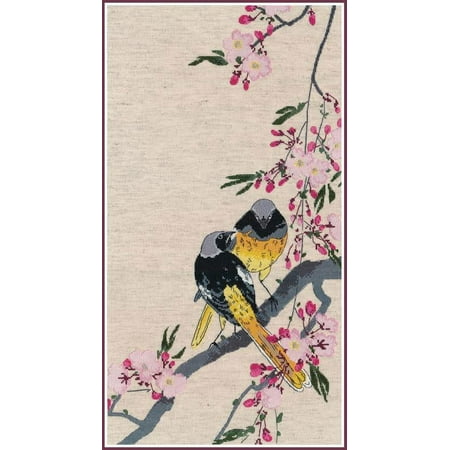 UPC: 4680021531224 | Redstarts on a Cherry Branch 1238 Counted Cross Stitch Kit