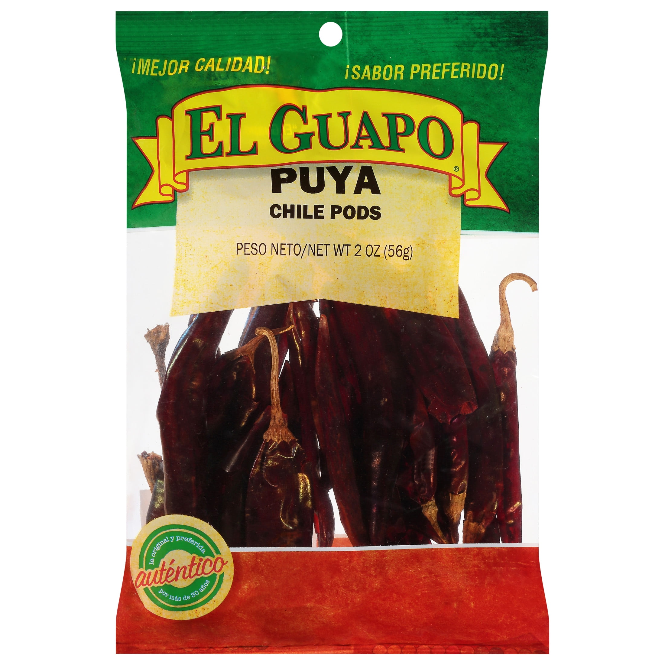 (4 pack) El Guapo Whole Puya Chili Pods, 2.0 oz Bag