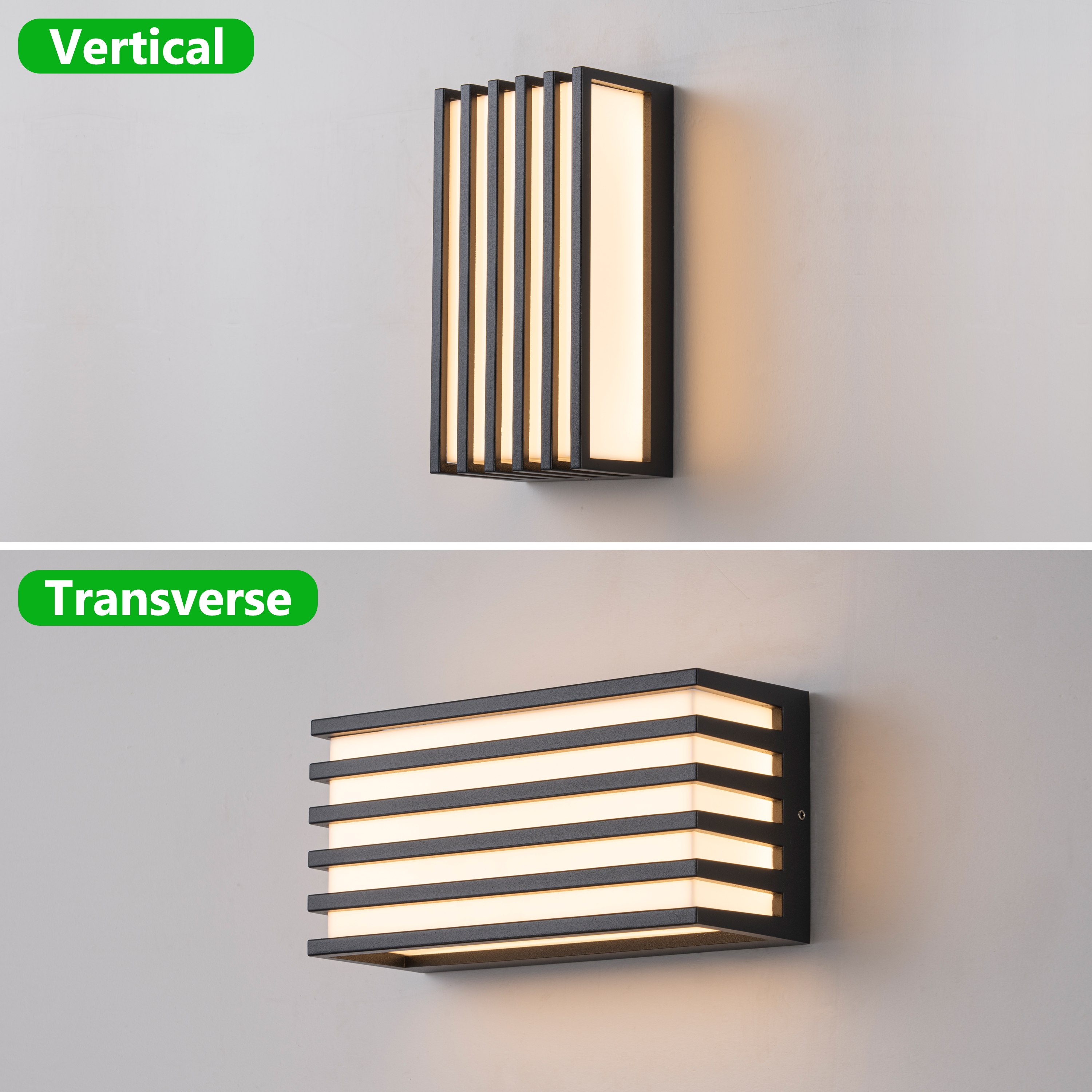 2-Pack Modern Black Aluminum LED Outdoor Indoor Wall Lights