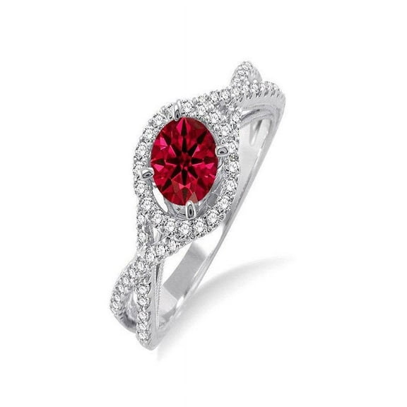 Marvellous 1.50 Carat Round Ruby and Diamond Engagement Ring for Her in 14k White Gold affordable ruby & diamond engagement ring
