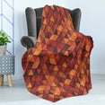 thumbnail image 4 of Orange Soft Flannel Fleece Throw Blanket, Abstract Vector Retro Pattern of Triangles Modern Art Inspired Illustration, Cozy Plush for Indoor and Outdoor Use, 50" x 60", Orange and Brown, by Ambesonne, 4 of 5