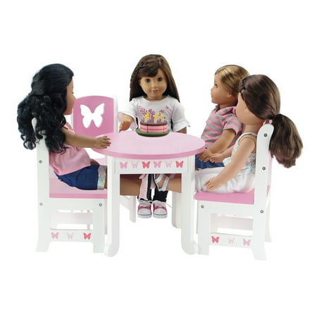 18 Inch Doll Furniture Lovely Pink And White Table And 4 Chair
